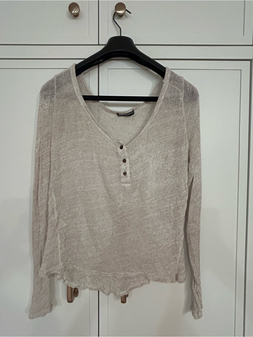 Brandy Melville Nadia Knit Henley Sweater Made in Italy One Size
